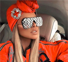 Load image into Gallery viewer, futuristic ff sunglasses women 2022 uv400 big rectangle fashion ff logo sunglasses oversized festival oculos de sol feminino