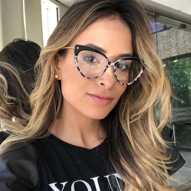 glasses transparent women's frame eyeglasses Vintage Cat's eye clear fake glasses frame women Retro Flower Eyewear Frame Female
