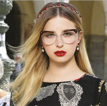 Load image into Gallery viewer, glasses transparent women&#39;s frame eyeglasses Vintage Cat&#39;s eye clear fake glasses frame women Retro Flower Eyewear Frame Female