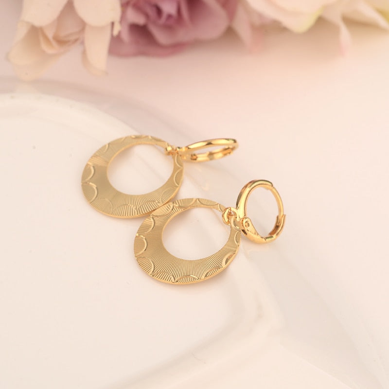 gold circle round pendant dropearring Ethiopian/Nigeria/Kenya /Ghana Gold color Dubai african Arab Jewelry Mom kid Gifts