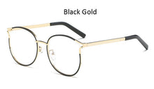 Load image into Gallery viewer, golden women&#39;s eyeglasses frame Retro Round metal frame computer clear glasses women Cat eye transparent eyeglass frame