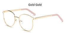 Load image into Gallery viewer, golden women&#39;s eyeglasses frame Retro Round metal frame computer clear glasses women Cat eye transparent eyeglass frame