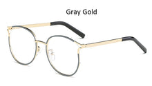 Load image into Gallery viewer, golden women&#39;s eyeglasses frame Retro Round metal frame computer clear glasses women Cat eye transparent eyeglass frame