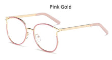 Load image into Gallery viewer, golden women&#39;s eyeglasses frame Retro Round metal frame computer clear glasses women Cat eye transparent eyeglass frame