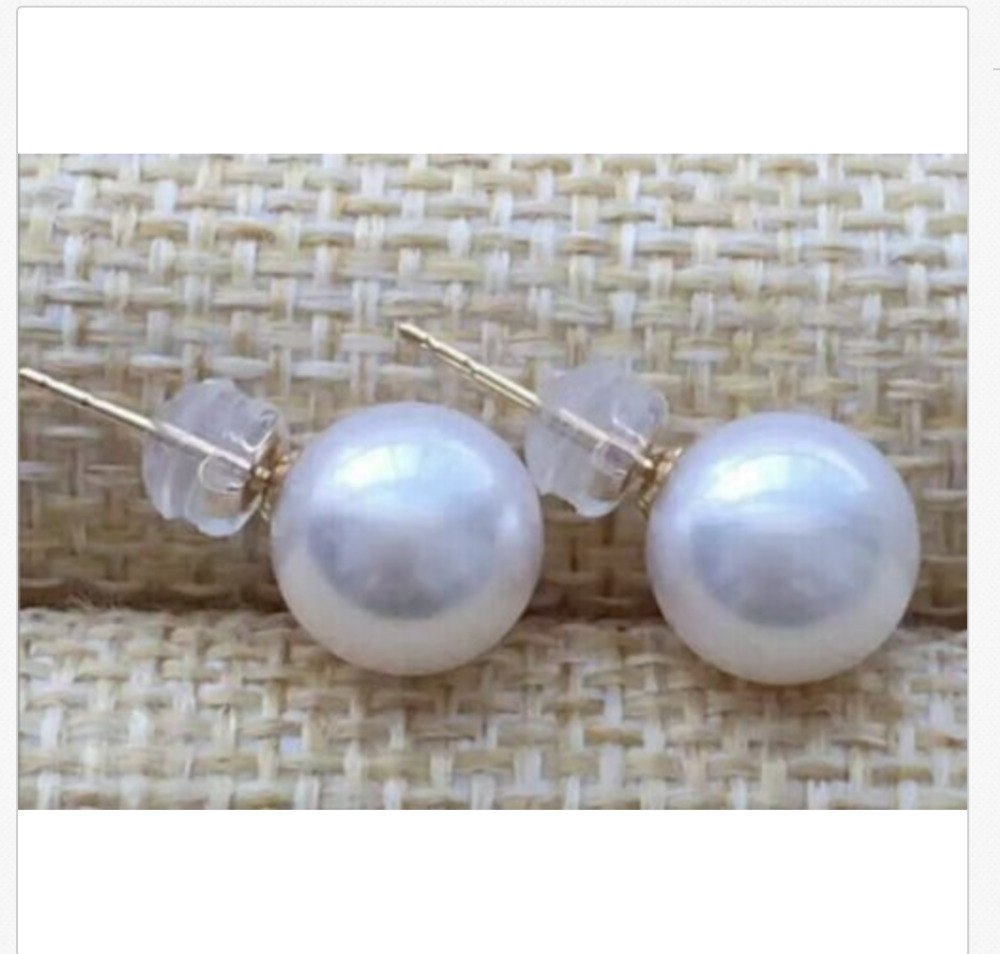 gorgeous 10-11mm south sea round white pearl earring