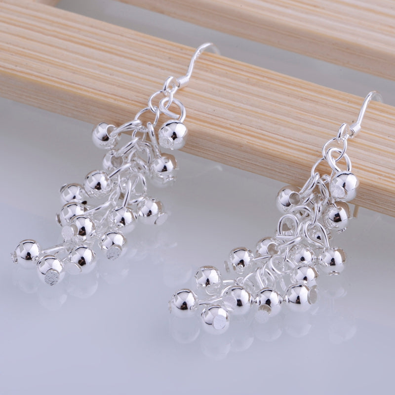 grape shiny silver plated earrings 925 jewelry for women silver earrings LQ-E008 JIINUVOM
