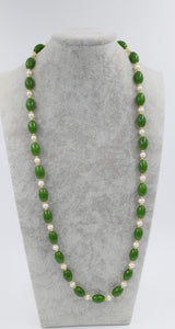green jade egg pearl white round necklace 28inch wholesale beads nature woman 2017