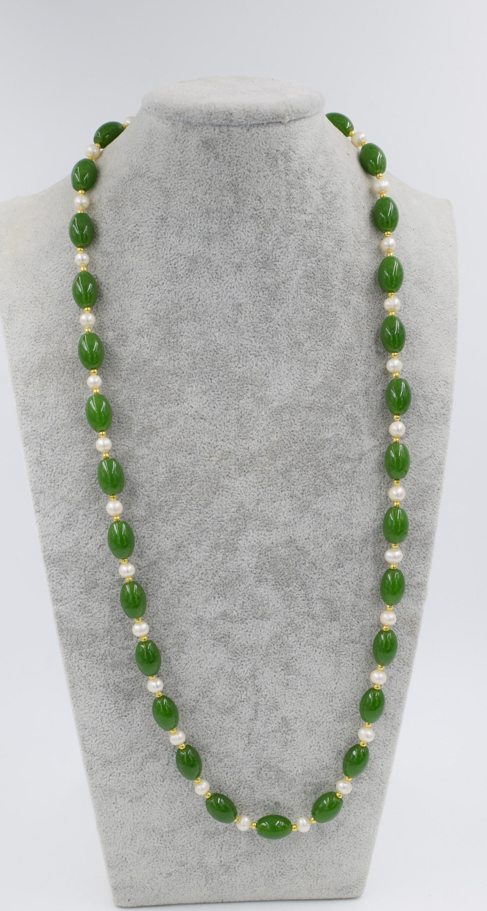 green jade egg pearl white round necklace 28inch wholesale beads nature woman 2017