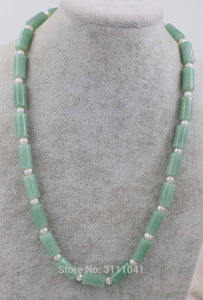 green jade pillar 10*14mm pearl white round necklace 19inch wholesale beads nature woman 2017