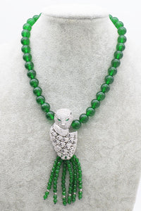 green jade round 10mm and faceted round 4mm &leopard clasp 19inch necklace bracelet wholesale beads nature