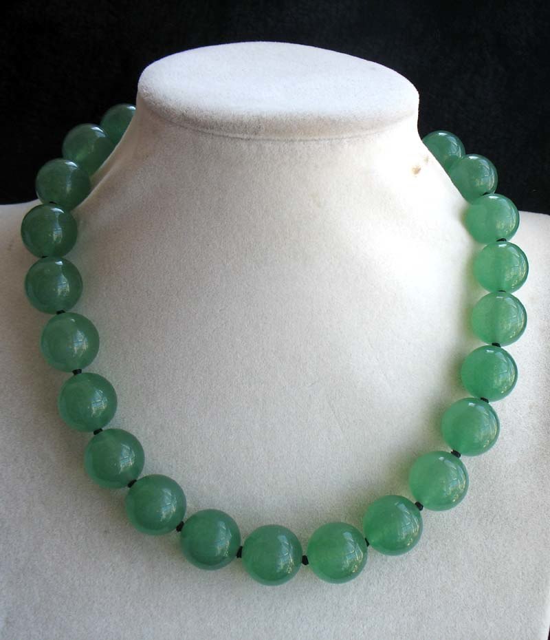 green jade round 14-18mm necklace 17inch wholesale beads nature woman 2017