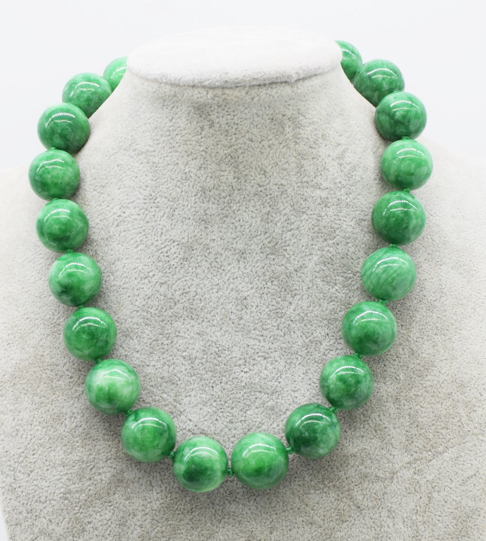 green jade round 18mm necklace 17inch wholesale beads nature woman 2018
