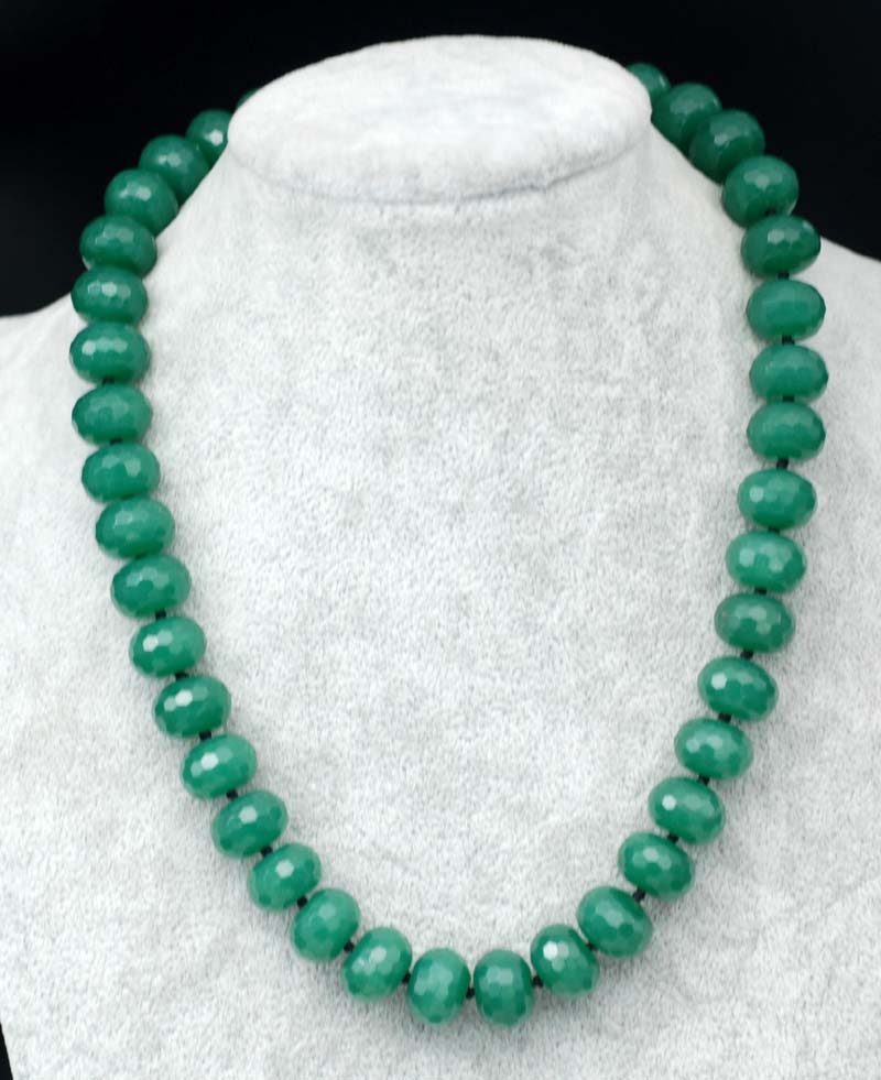 green jade roundel 14*10mm faceted necklace 18nch wholesale beads nature woman 2017
