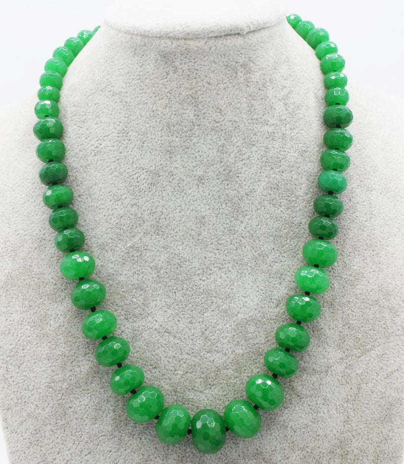 green jade roundel faceted 8-20mm necklace 18inch wholesale beads nature woman 2017