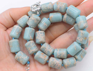 green veins jade pillar 10*15mm necklace 17inch wholesale beads nature woman 2018