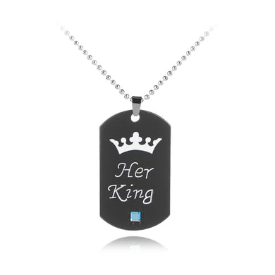 her king his queen Necklaces keychains vintage black color jewelry Crown Statement lovers Necklace for lover girlfriend wife BF