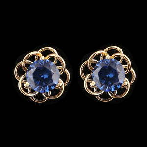 high Quality Gold Color Blue Natural Stone Earrings American Style Women Stud Earrings Wedding Jewelry