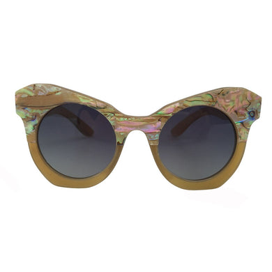 Italian designer small butterfly shiny sea shell decoration horn sunglasses for girls