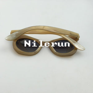 Italian designer small butterfly shiny sea shell decoration horn sunglasses for girls