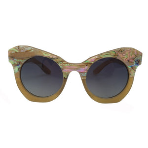 Italian designer small butterfly shiny sea shell decoration horn sunglasses for girls