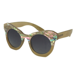 Italian designer small butterfly shiny sea shell decoration horn sunglasses for girls