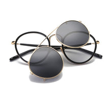 Load image into Gallery viewer, mirror Polarized sunglasses Women Round 2 lenses sunglasses clip vintage Transparent Glasses frame