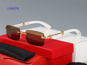 high quality round glasses men women  sports rimless sunglasses white buffalo horn glasses wood bamboo frame brown clear