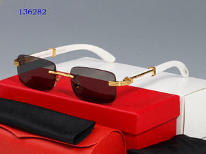 high quality round glasses men women  sports rimless sunglasses white buffalo horn glasses wood bamboo frame brown clear