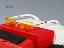 Carica l&#39;immagine nel visualizzatore di Gallery, high quality round glasses men women  sports rimless sunglasses white buffalo horn glasses wood bamboo frame brown clear