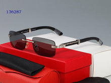 Carica l&#39;immagine nel visualizzatore di Gallery, high quality round glasses men women  sports rimless sunglasses white buffalo horn glasses wood bamboo frame brown clear