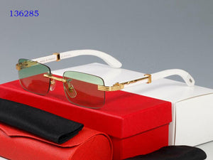 high quality round glasses men women  sports rimless sunglasses white buffalo horn glasses wood bamboo frame brown clear