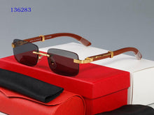 Carica l&#39;immagine nel visualizzatore di Gallery, high quality round glasses men women  sports rimless sunglasses white buffalo horn glasses wood bamboo frame brown clear