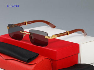 high quality round glasses men women  sports rimless sunglasses white buffalo horn glasses wood bamboo frame brown clear