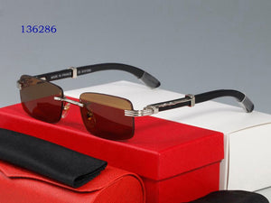 high quality round glasses men women  sports rimless sunglasses white buffalo horn glasses wood bamboo frame brown clear