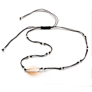 hot 2018 Conch Havaiian Sea Shell Choker Shell Pendants Necklace Beach Women Natural Shell Jewelry black Chain Chokers