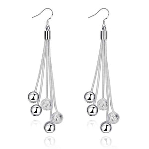 hot sell exo silver plated earings fashion jewelry 5 Line Bead drop ear cuff bijoux SMTE277