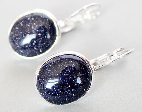 hot sell new - wb003 GOLDSTONE - BLUE Silver Earrings