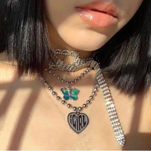 Load image into Gallery viewer, necklace she devil Women Igirl Heart Pendant Necklace Stainless Steel Harajuku Female Gothic Streetwear Chain Necklace