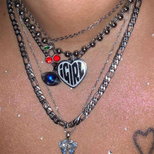 Load image into Gallery viewer, necklace she devil Women Igirl Heart Pendant Necklace Stainless Steel Harajuku Female Gothic Streetwear Chain Necklace