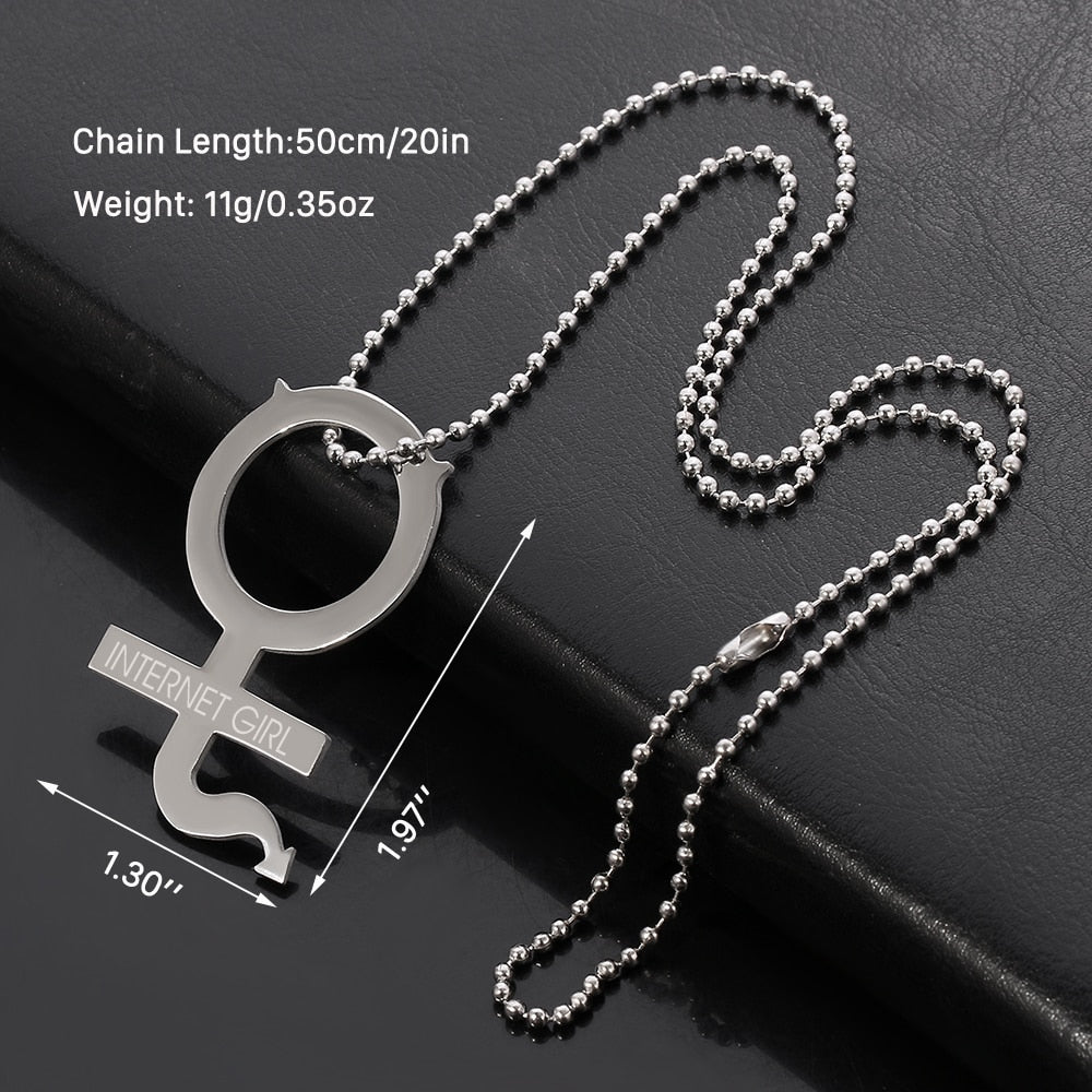 necklace she devil Women Igirl Heart Pendant Necklace Stainless Steel Harajuku Female Gothic Streetwear Chain Necklace