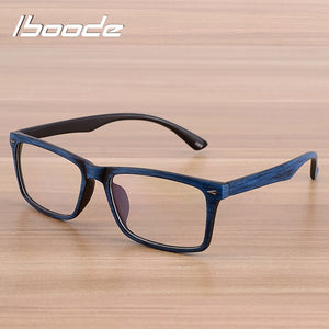 iboode Glasses Eyewear Frame Men Women Vintage Imitation Wood Grain Myopia Glasses Spectacles Frames With Clear Lens Retro