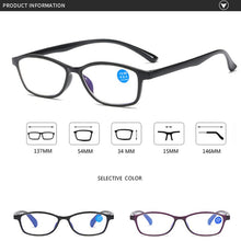 Load image into Gallery viewer, iboode Lightweight Reading Glasses Full Frame TR90 Flexible Anti Blue Light Eyeglasses For Women Men Diopter Eyewear +1.0 to 4.0