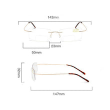 Load image into Gallery viewer, iboode Men Women Bifocal Reading Glasses Anti Blue Light Rimless Presbyopia Eyeglasses Computer Goggle Diopter +1.0 To +4.0