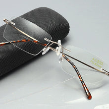 Load image into Gallery viewer, iboode Men Women Bifocal Reading Glasses Anti Blue Light Rimless Presbyopia Eyeglasses Computer Goggle Diopter +1.0 To +4.0