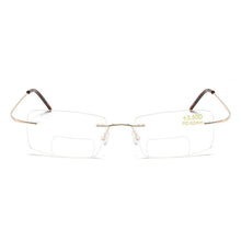 Load image into Gallery viewer, iboode Men Women Bifocal Reading Glasses Anti Blue Light Rimless Presbyopia Eyeglasses Computer Goggle Diopter +1.0 To +4.0