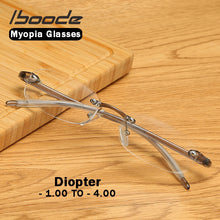 Carica l'immagine nel visualizzatore di Gallery, iboode Myopia Glasses Finished Men Women Ultralight Rimless Eyeglassers Diopter -1 1.5 2.0 2.5 3.0 3.5 Shortsighted Nearsighted