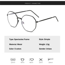 Load image into Gallery viewer, iboode Polygon Metal Eyewear Frames Men Women Vintage Retro Optical Eye Glasses Anti Blue Light Transparent Spectacle Frames