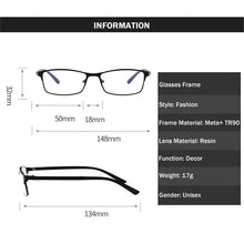 Load image into Gallery viewer, iboode Square Metal Business Myopia Glasses Men Women Diopter Anti Blue Light Myopic Glasses -1.0 1.25 1.5 1.75 2.0 2.25 to 4.0