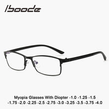 Load image into Gallery viewer, iboode Square Metal Business Myopia Glasses Men Women Diopter Anti Blue Light Myopic Glasses -1.0 1.25 1.5 1.75 2.0 2.25 to 4.0