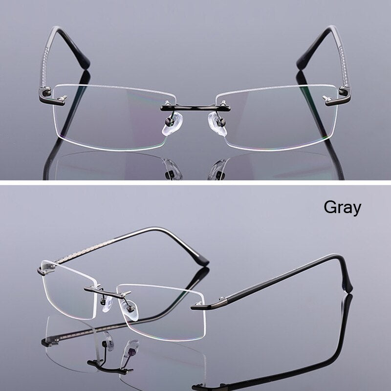 iboode Occhiali senza montatura ultraleggeri Occhiali da vista da donna Vintage Classic Square Frame Titanium Men Montatura per occhiali miopia ottica 